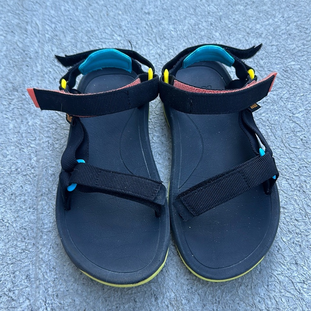 Kids Black Sport Sandals with Bright Accent Details